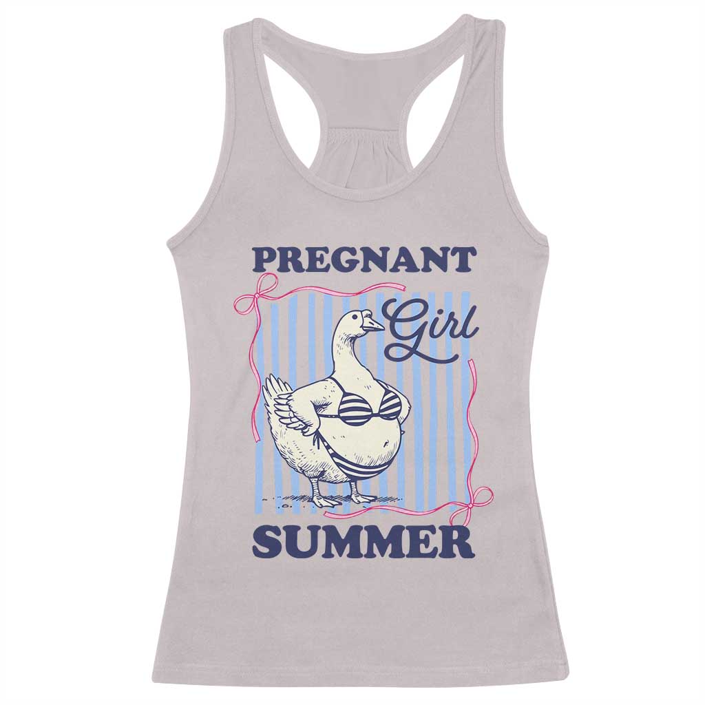 Pregnant Girl Summer Racerback Tank Top Striped Coquette Summer Goose Beach Pregnancy Announcement