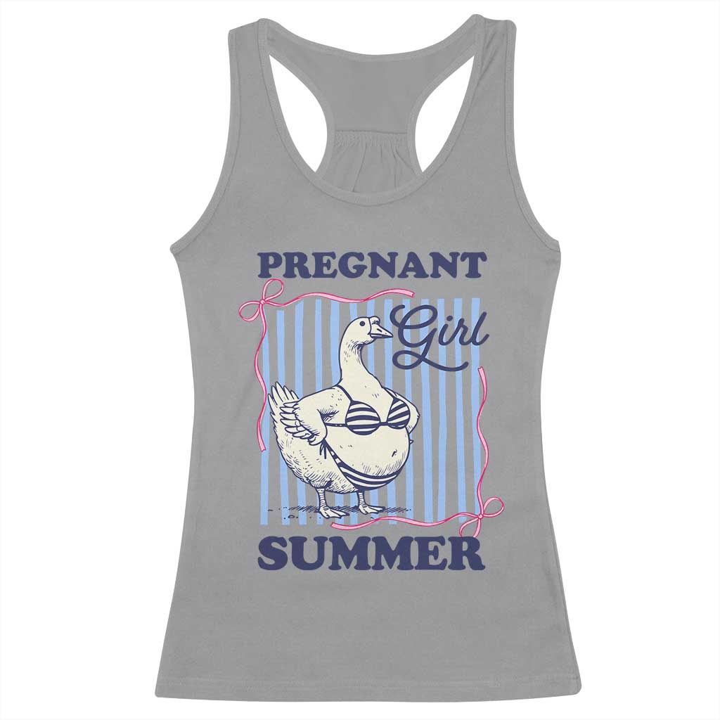 Pregnant Girl Summer Racerback Tank Top Striped Coquette Summer Goose Beach Pregnancy Announcement