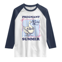 Pregnant Girl Summer Raglan Shirt Striped Coquette Summer Goose Beach Pregnancy Announcement