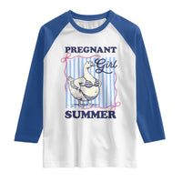 Pregnant Girl Summer Raglan Shirt Striped Coquette Summer Goose Beach Pregnancy Announcement