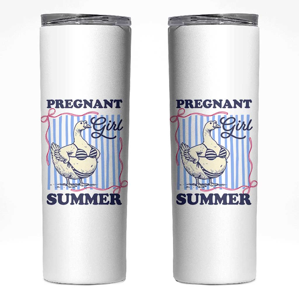Pregnant Girl Summer Skinny Tumbler Striped Coquette Summer Goose Beach Pregnancy Announcement