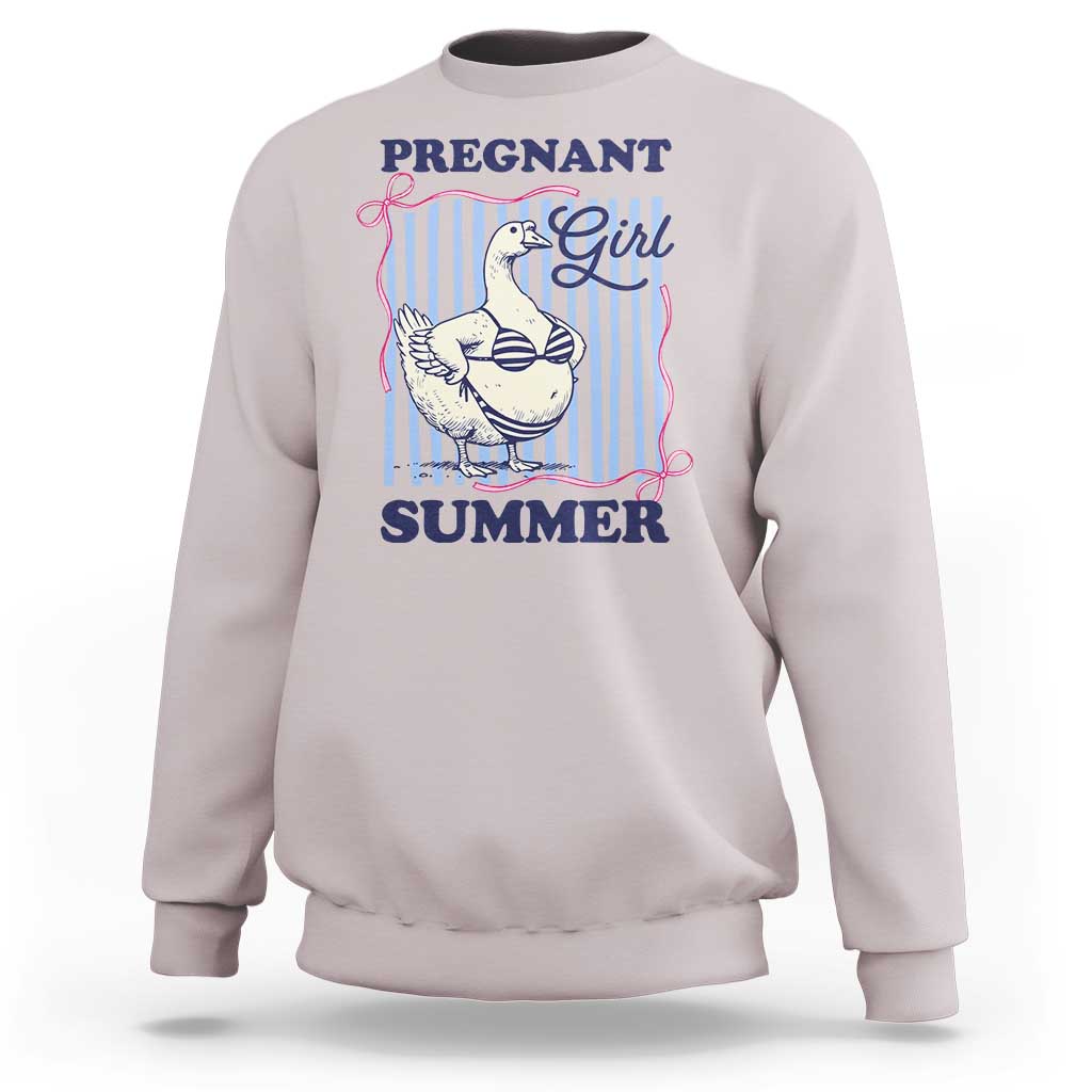 Pregnant Girl Summer Sweatshirt Striped Coquette Summer Goose Beach Pregnancy Announcement