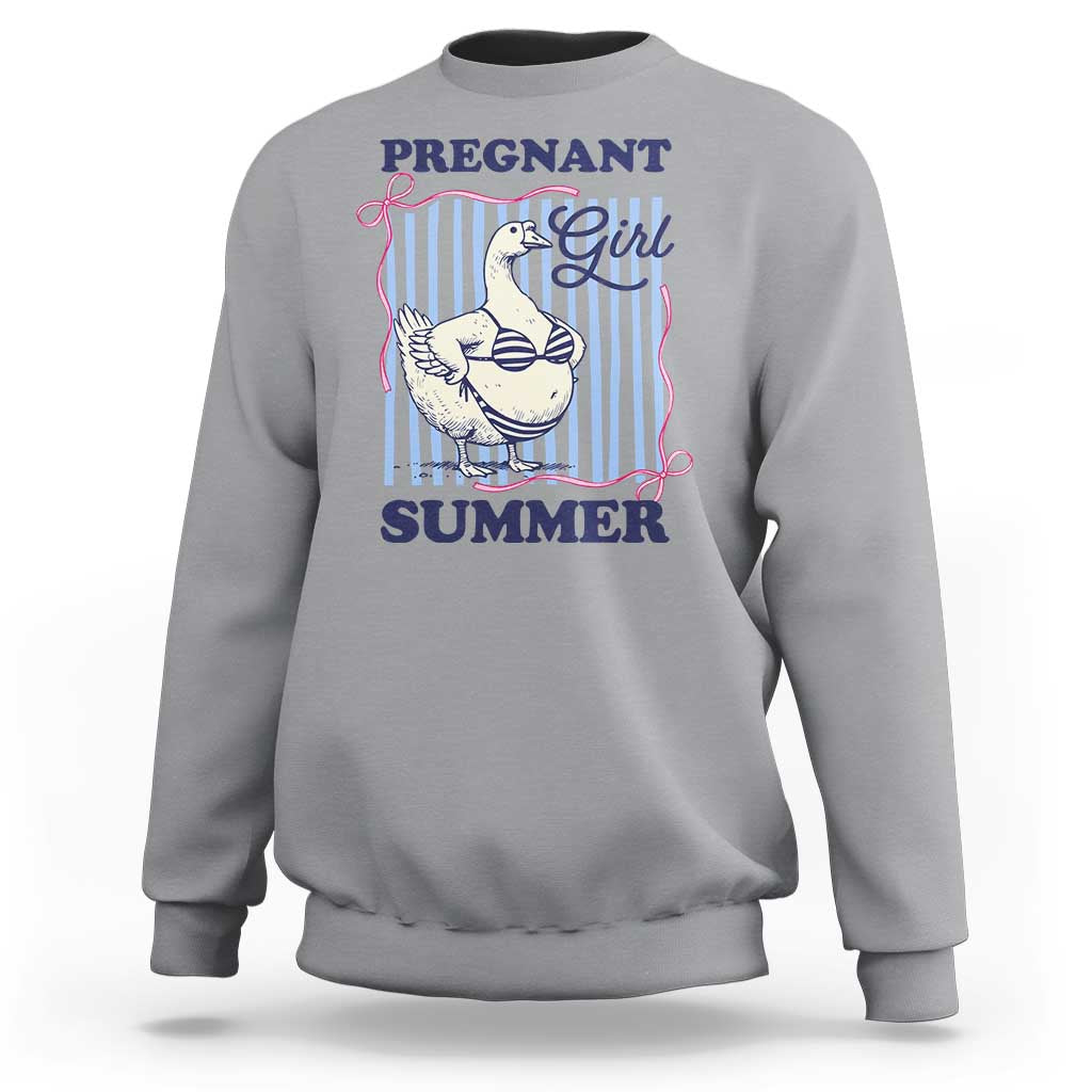 Pregnant Girl Summer Sweatshirt Striped Coquette Summer Goose Beach Pregnancy Announcement
