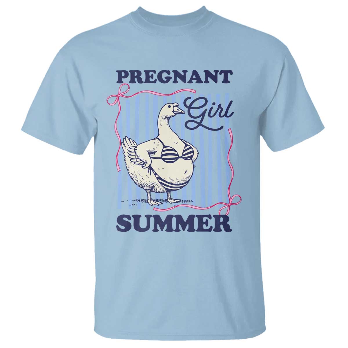 Pregnant Girl Summer T Shirt Striped Coquette Summer Goose Beach Pregnancy Announcement