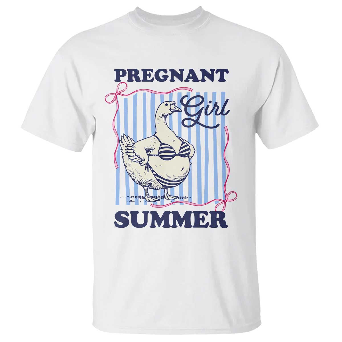 Pregnant Girl Summer T Shirt Striped Coquette Summer Goose Beach Pregnancy Announcement