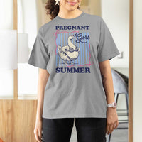 Pregnant Girl Summer T Shirt For Women Striped Coquette Summer Goose Beach Pregnancy Announcement