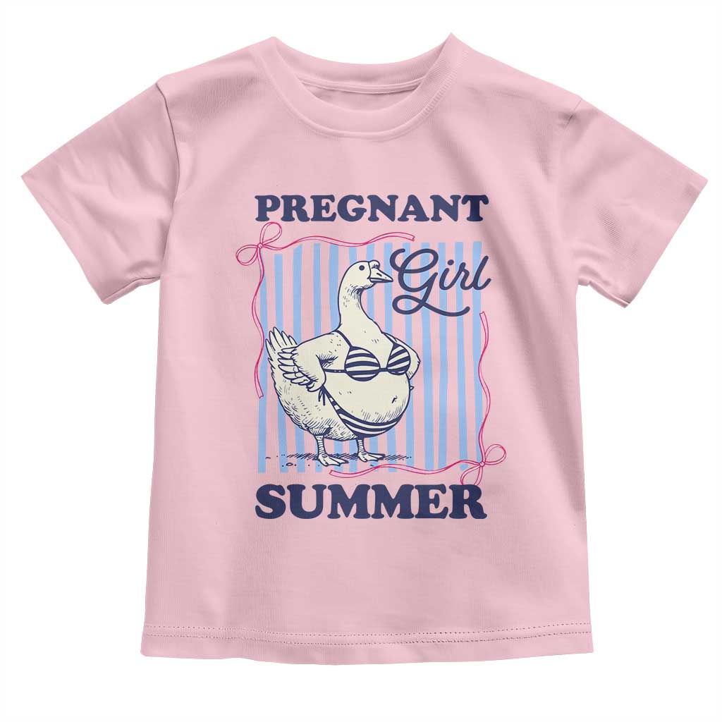 Pregnant Girl Summer Toddler T Shirt Striped Coquette Summer Goose Beach Pregnancy Announcement