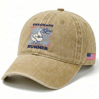 Pregnant Girl Summer Washed Cotton Baseball Cap Striped Coquette Summer Goose Beach Pregnancy Announcement