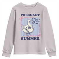 Pregnant Girl Summer Youth Sweatshirt Striped Coquette Summer Goose Beach Pregnancy Announcement