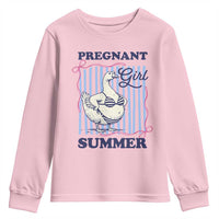 Pregnant Girl Summer Youth Sweatshirt Striped Coquette Summer Goose Beach Pregnancy Announcement