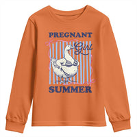 Pregnant Girl Summer Youth Sweatshirt Striped Coquette Summer Goose Beach Pregnancy Announcement