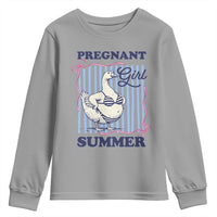 Pregnant Girl Summer Youth Sweatshirt Striped Coquette Summer Goose Beach Pregnancy Announcement
