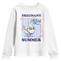 Pregnant Girl Summer Youth Sweatshirt Striped Coquette Summer Goose Beach Pregnancy Announcement