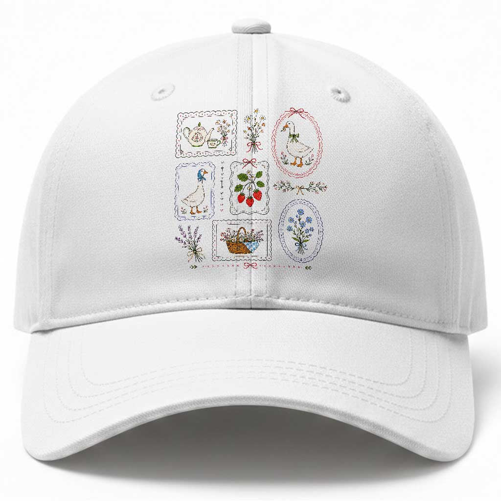 Cottagecore Goose Baseball Cap Strawberry Gardening Summer Spring