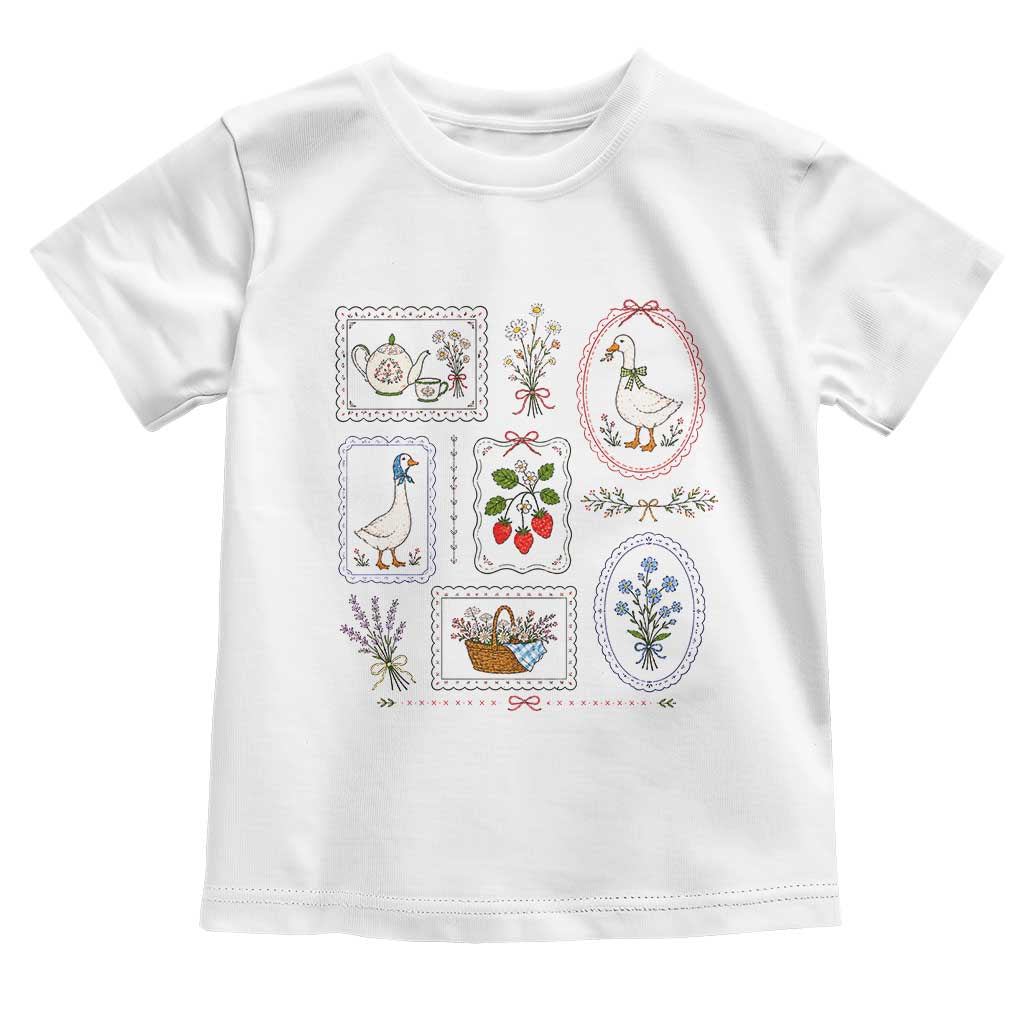Cottagecore Goose Toddler T Shirt Strawberry Gardening Summer Spring
