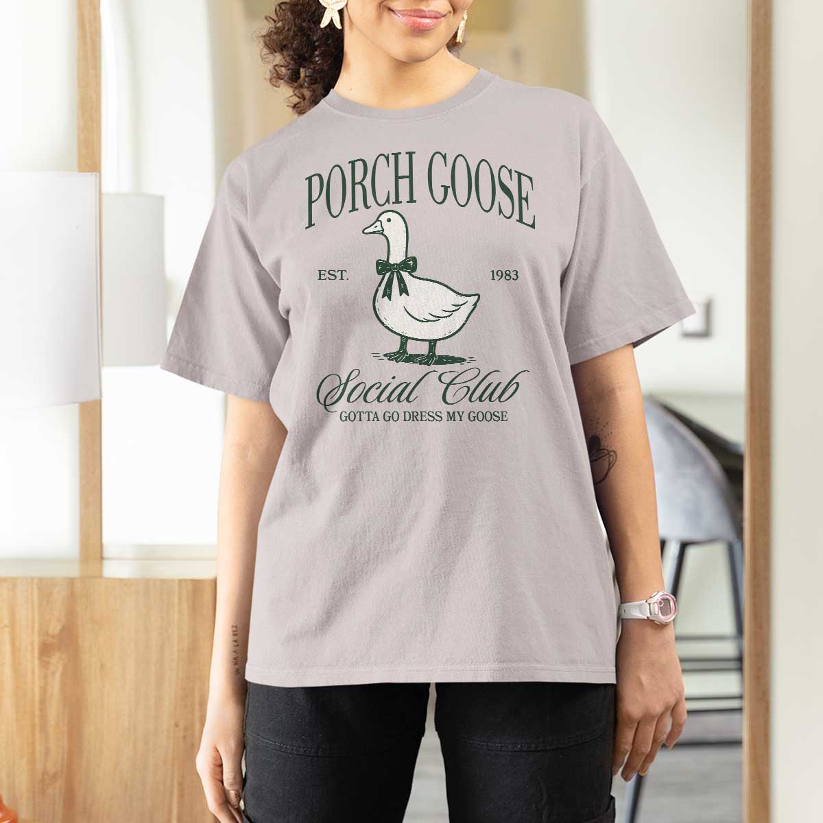 Porch Goose T Shirt For Women Cute Garden Club Vibes Moms Grandmas