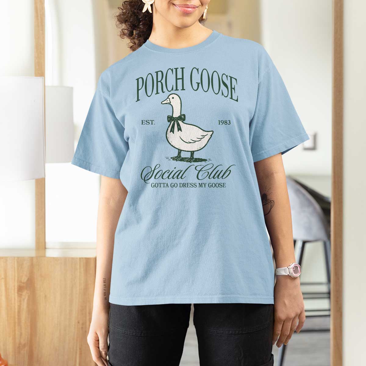 Porch Goose T Shirt For Women Cute Garden Club Vibes Moms Grandmas