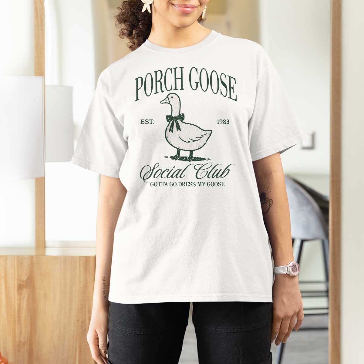 Porch Goose T Shirt For Women Cute Garden Club Vibes Moms Grandmas
