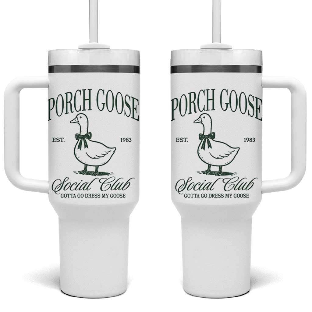 Porch Goose Tumbler With Handle Cute Garden Club Vibes Moms Grandmas