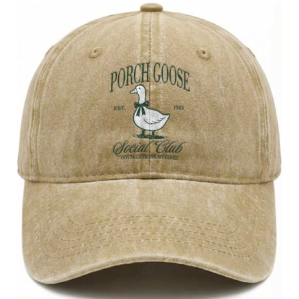 Porch Goose Washed Cotton Baseball Cap Cute Garden Club Vibes Moms Grandmas