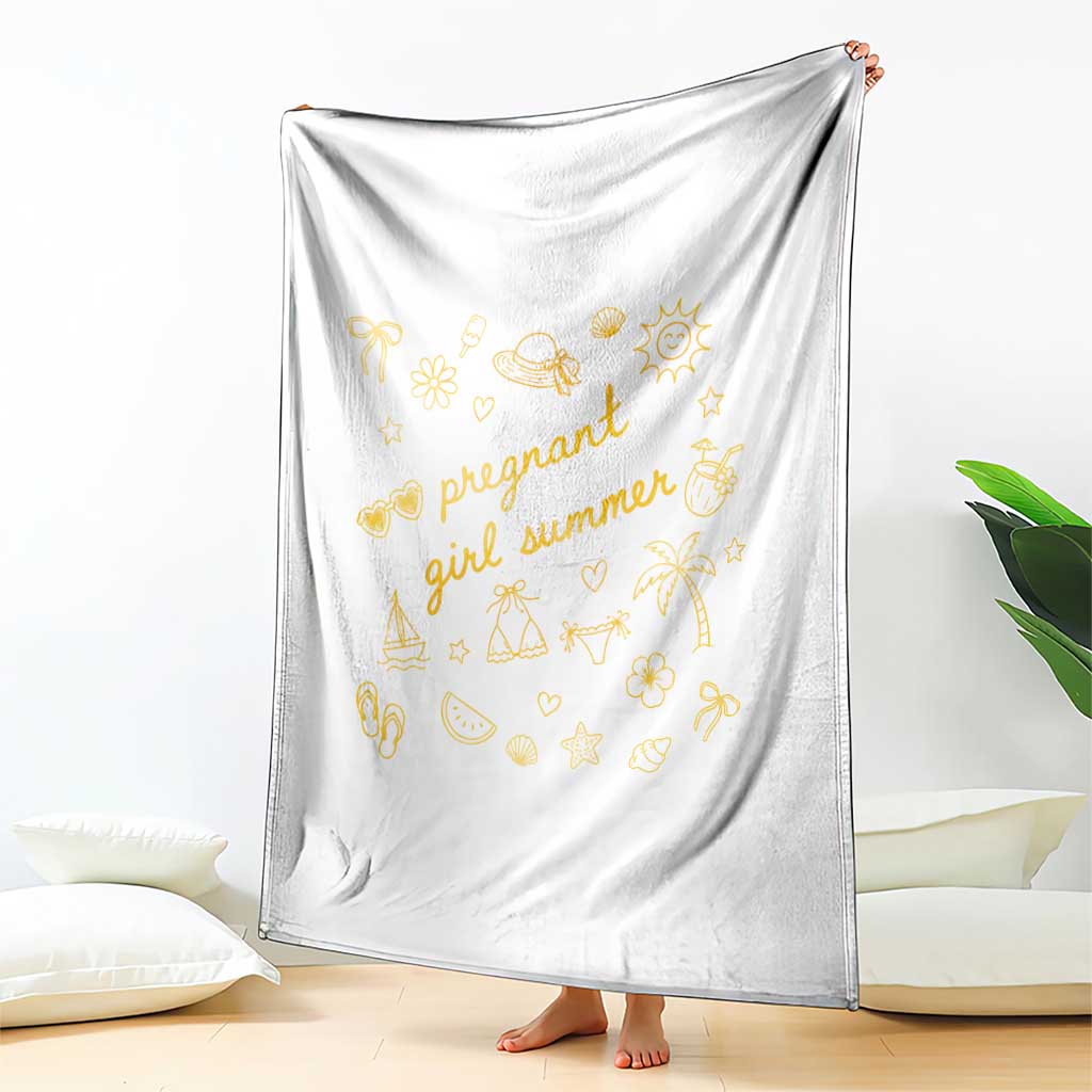 Pregnant Girl Summer Throw Blanket Cute Beach Summer Pregnancy Announcement Baby Shower