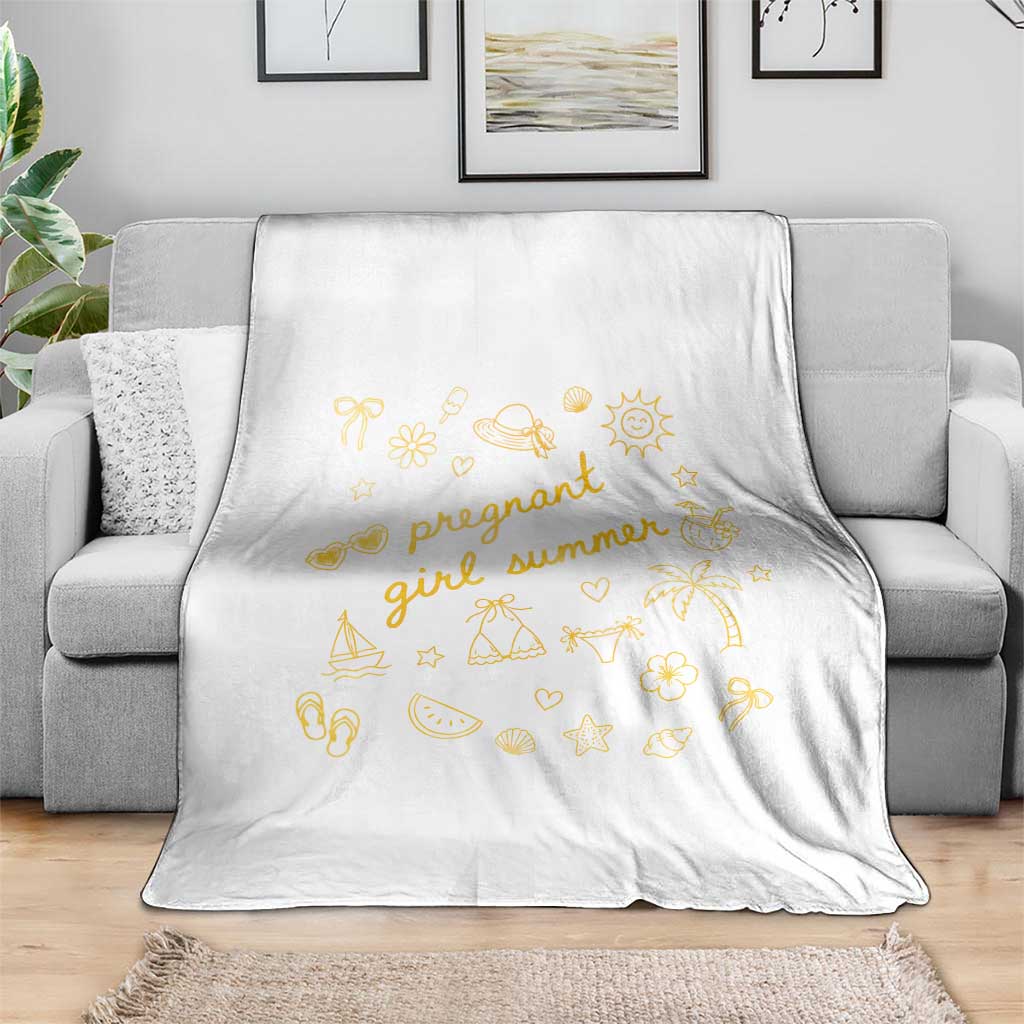 Pregnant Girl Summer Throw Blanket Cute Beach Summer Pregnancy Announcement Baby Shower