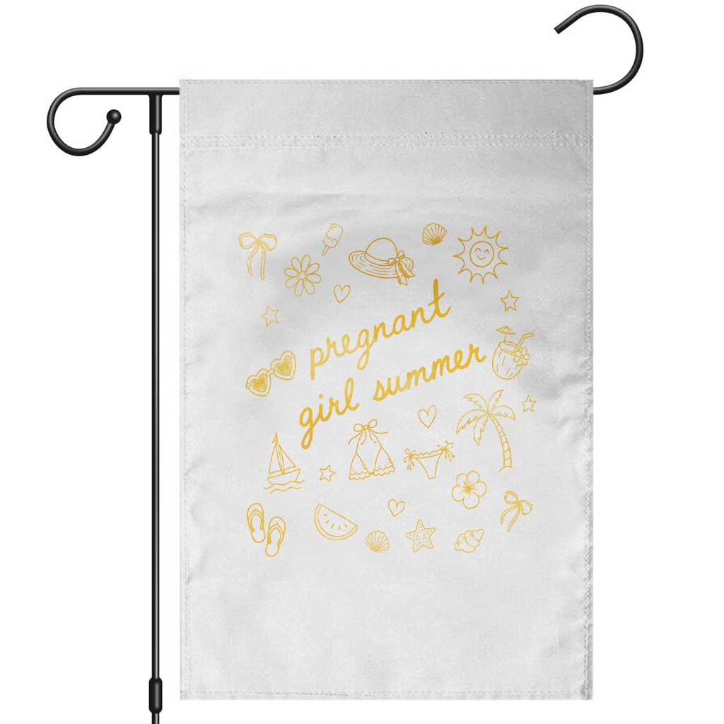 Pregnant Girl Summer Garden Flag Cute Beach Summer Pregnancy Announcement Baby Shower