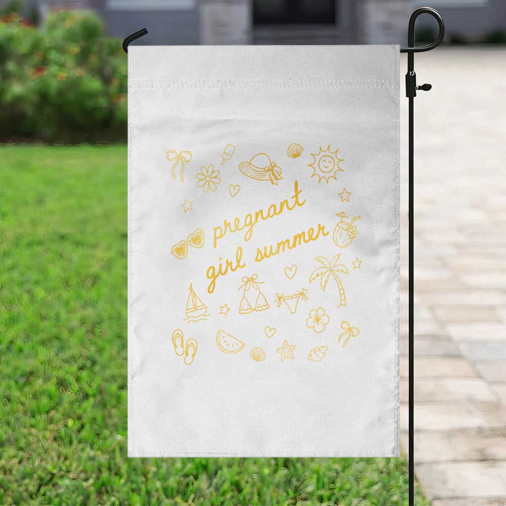 Pregnant Girl Summer Garden Flag Cute Beach Summer Pregnancy Announcement Baby Shower