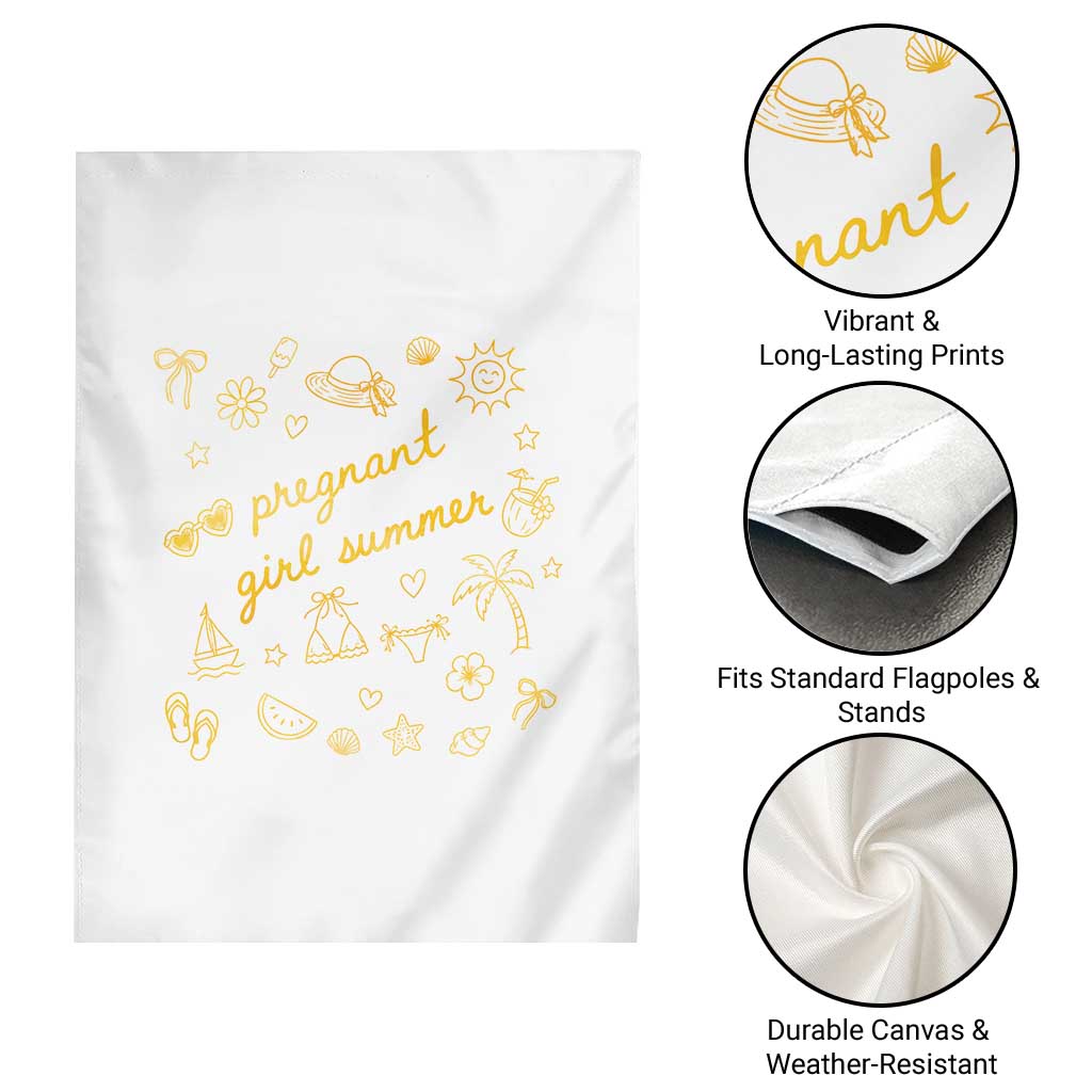 Pregnant Girl Summer Garden Flag Cute Beach Summer Pregnancy Announcement Baby Shower