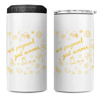 Pregnant Girl Summer 4 in 1 Can Cooler Tumbler Cute Beach Summer Pregnancy Announcement Baby Shower