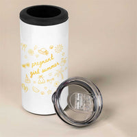 Pregnant Girl Summer 4 in 1 Can Cooler Tumbler Cute Beach Summer Pregnancy Announcement Baby Shower