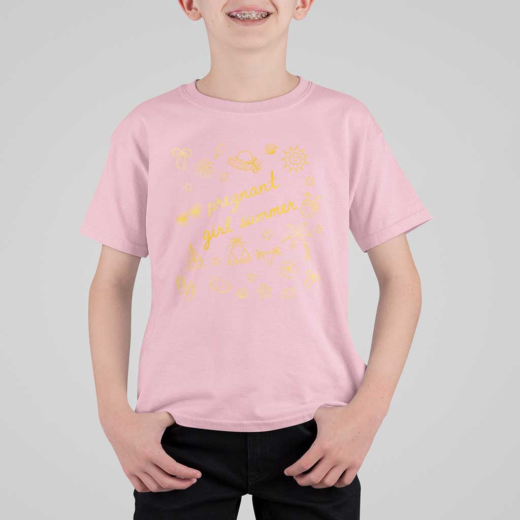 Pregnant Girl Summer T Shirt For Kid Cute Beach Summer Pregnancy Announcement Baby Shower