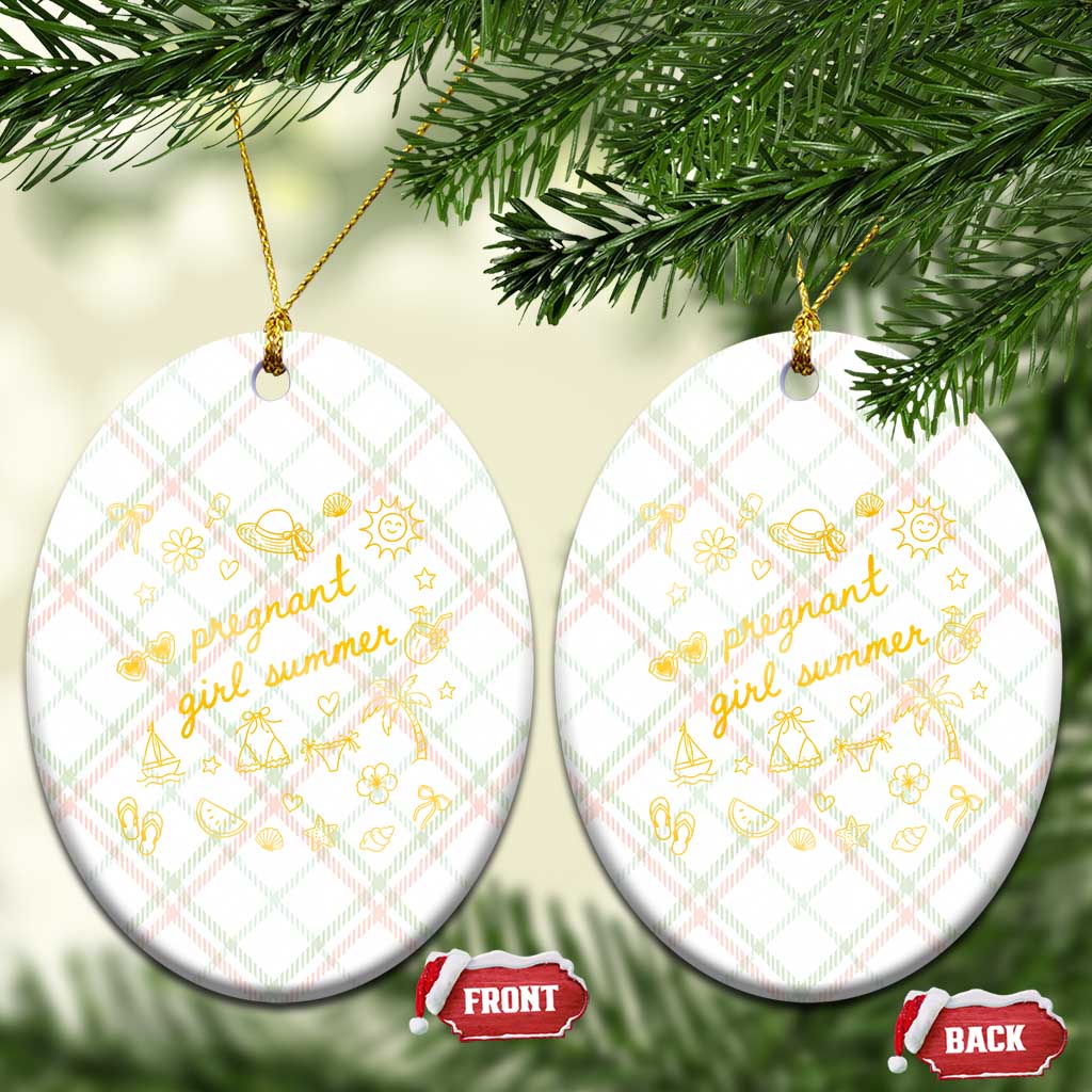 Pregnant Girl Summer Ceramic Ornament Cute Beach Summer Pregnancy Announcement Baby Shower