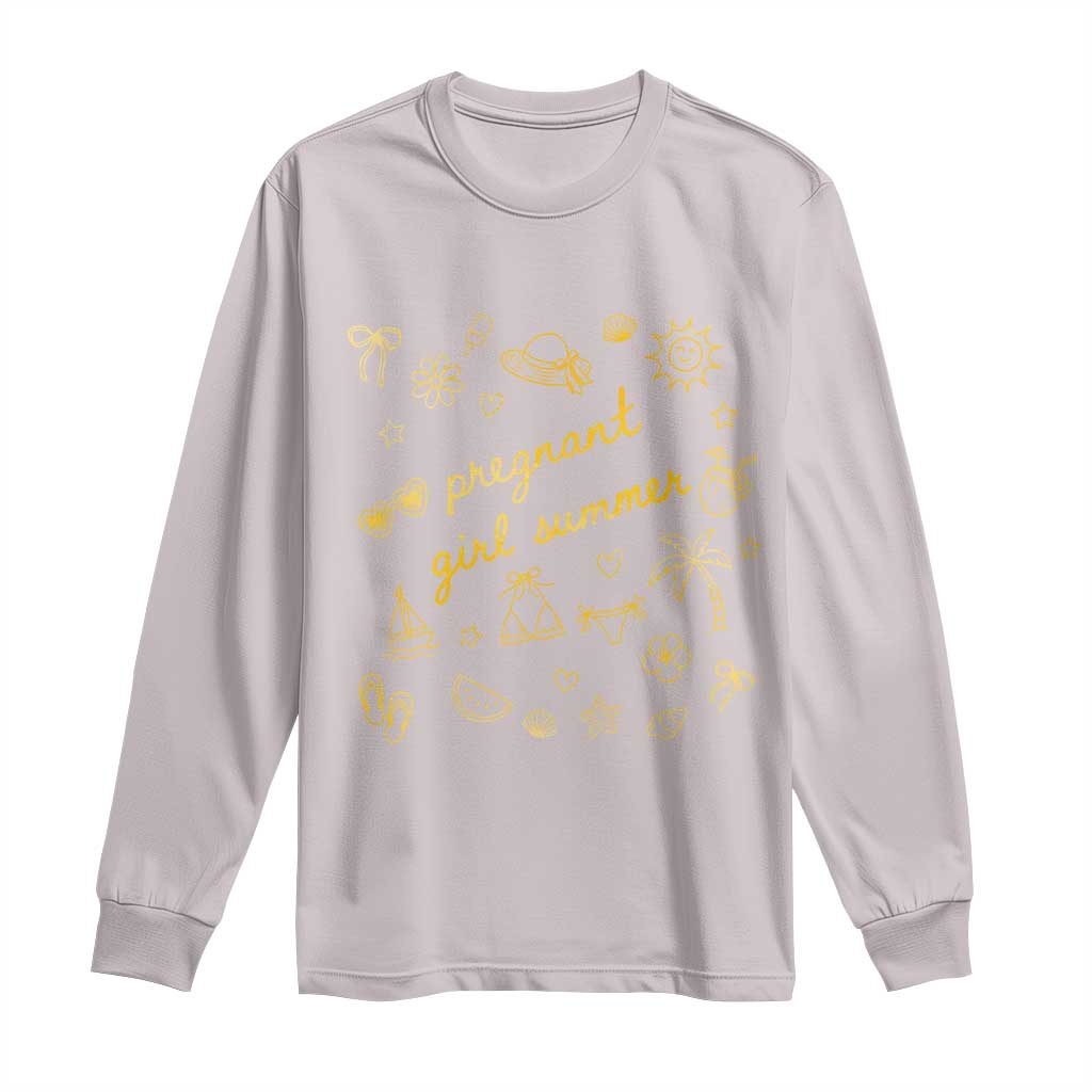 Pregnant Girl Summer Long Sleeve Shirt Cute Beach Summer Pregnancy Announcement Baby Shower