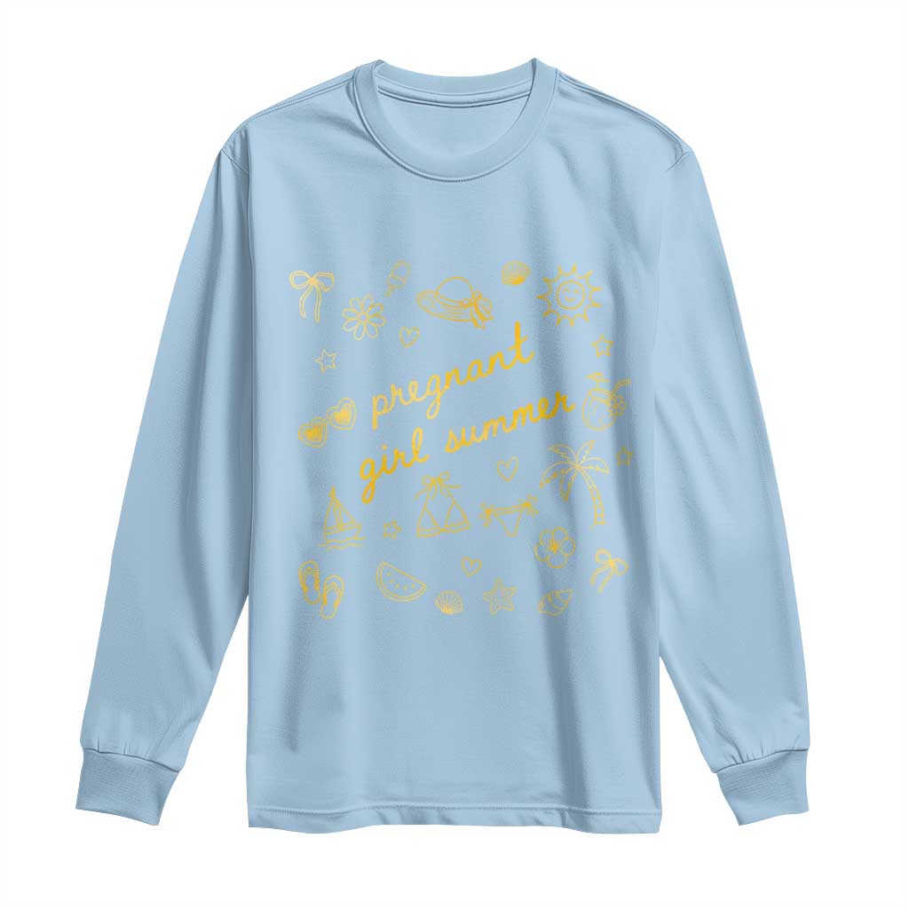 Pregnant Girl Summer Long Sleeve Shirt Cute Beach Summer Pregnancy Announcement Baby Shower