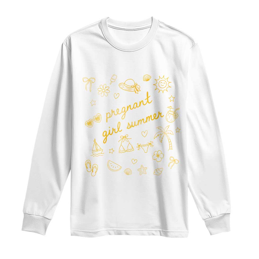Pregnant Girl Summer Long Sleeve Shirt Cute Beach Summer Pregnancy Announcement Baby Shower