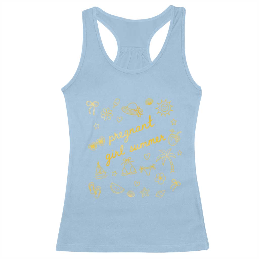 Pregnant Girl Summer Racerback Tank Top Cute Beach Summer Pregnancy Announcement Baby Shower
