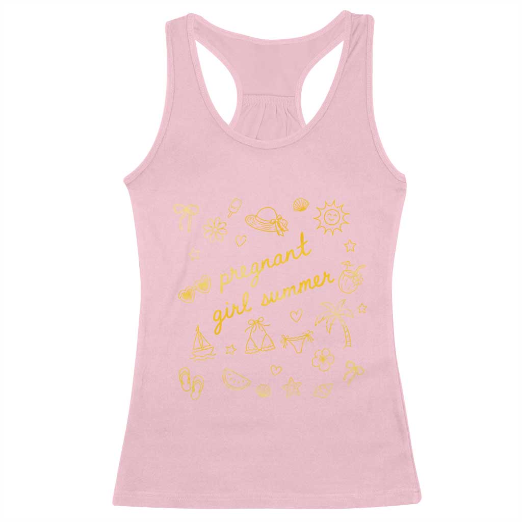 Pregnant Girl Summer Racerback Tank Top Cute Beach Summer Pregnancy Announcement Baby Shower