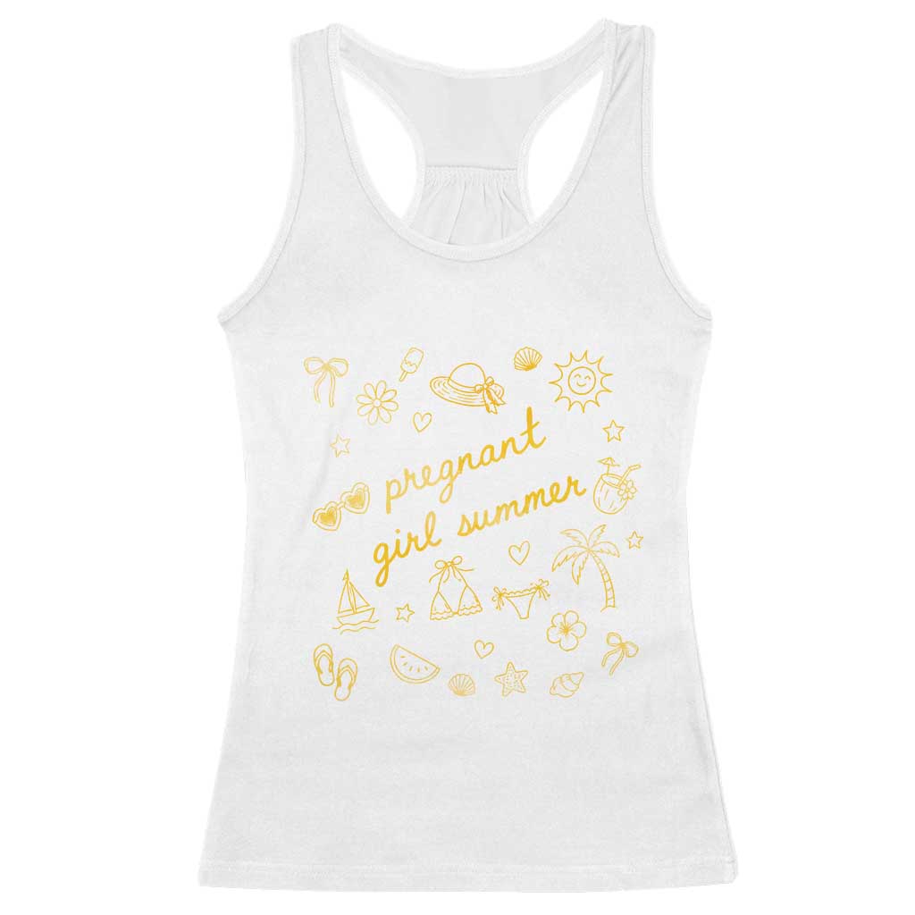 Pregnant Girl Summer Racerback Tank Top Cute Beach Summer Pregnancy Announcement Baby Shower