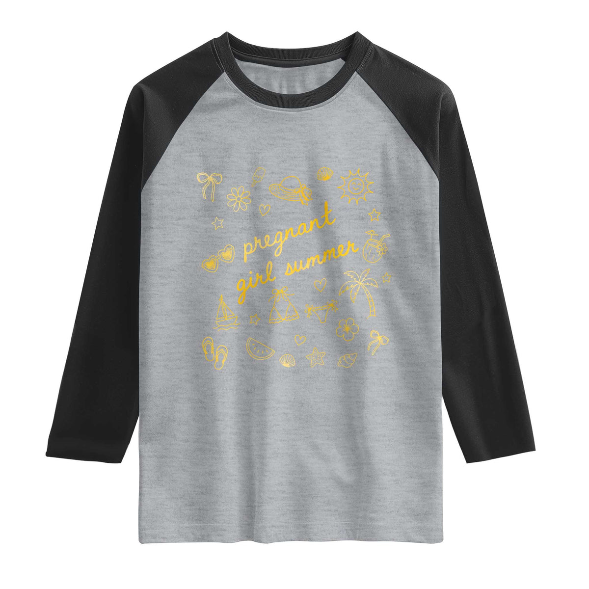 Pregnant Girl Summer Raglan Shirt Cute Beach Summer Pregnancy Announcement Baby Shower