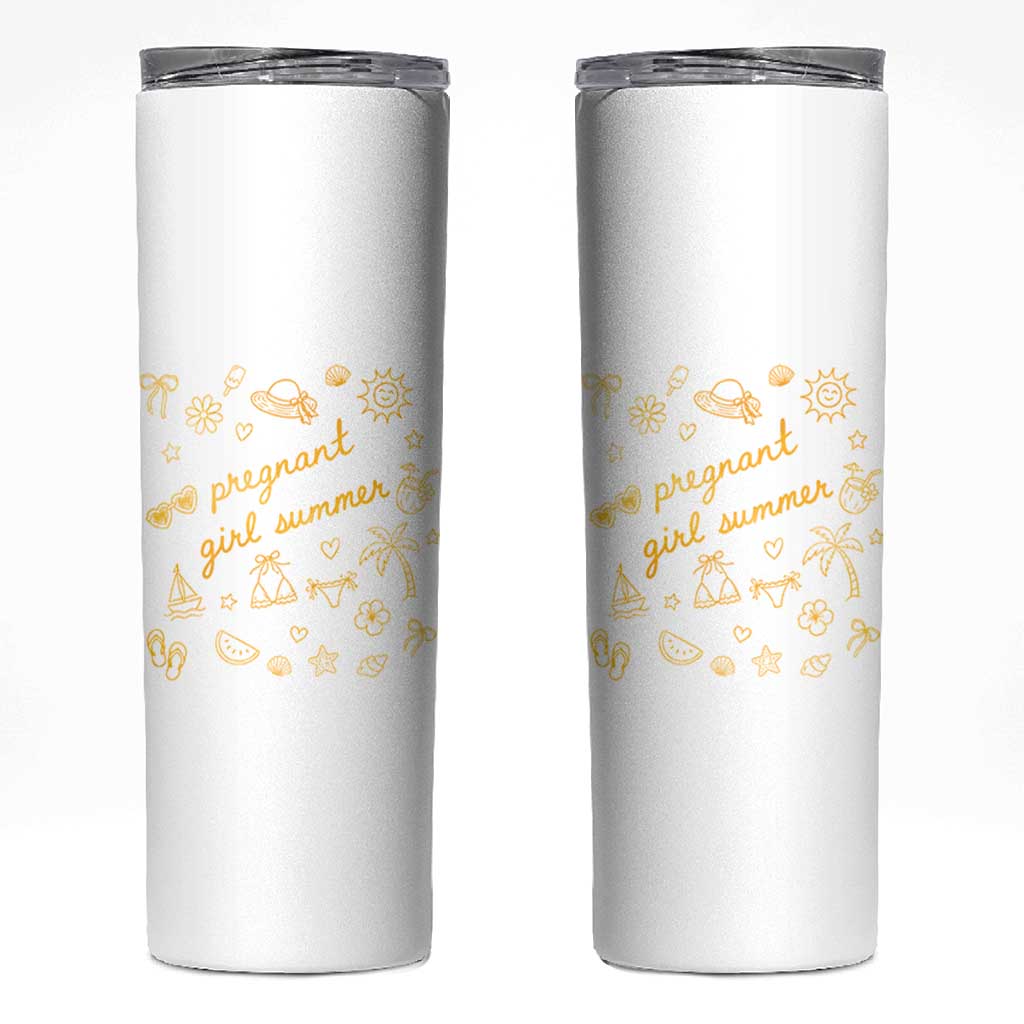 Pregnant Girl Summer Skinny Tumbler Cute Beach Summer Pregnancy Announcement Baby Shower