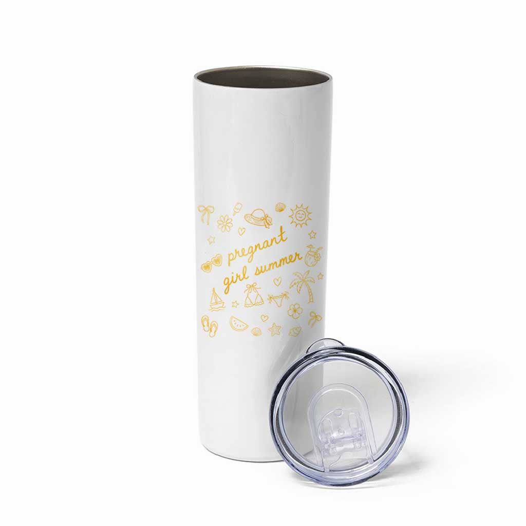 Pregnant Girl Summer Skinny Tumbler Cute Beach Summer Pregnancy Announcement Baby Shower