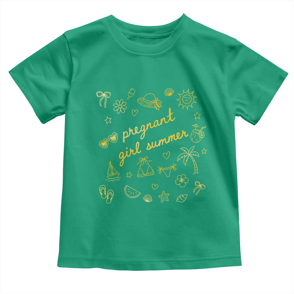 Pregnant Girl Summer Toddler T Shirt Cute Beach Summer Pregnancy Announcement Baby Shower