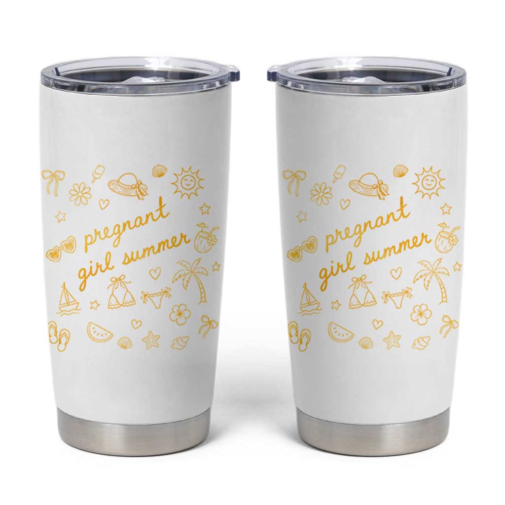 Pregnant Girl Summer Tumbler Cup Cute Beach Summer Pregnancy Announcement Baby Shower