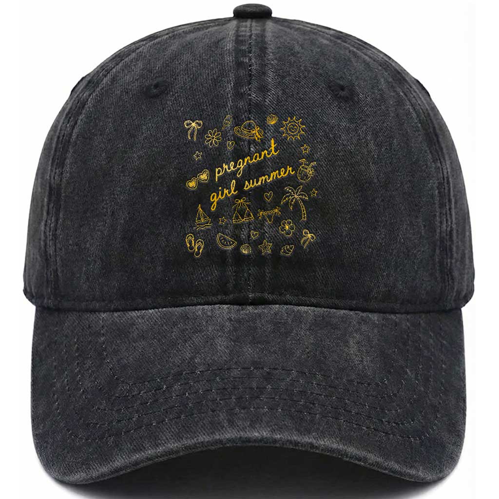 Pregnant Girl Summer Washed Cotton Baseball Cap Cute Beach Summer Pregnancy Announcement Baby Shower