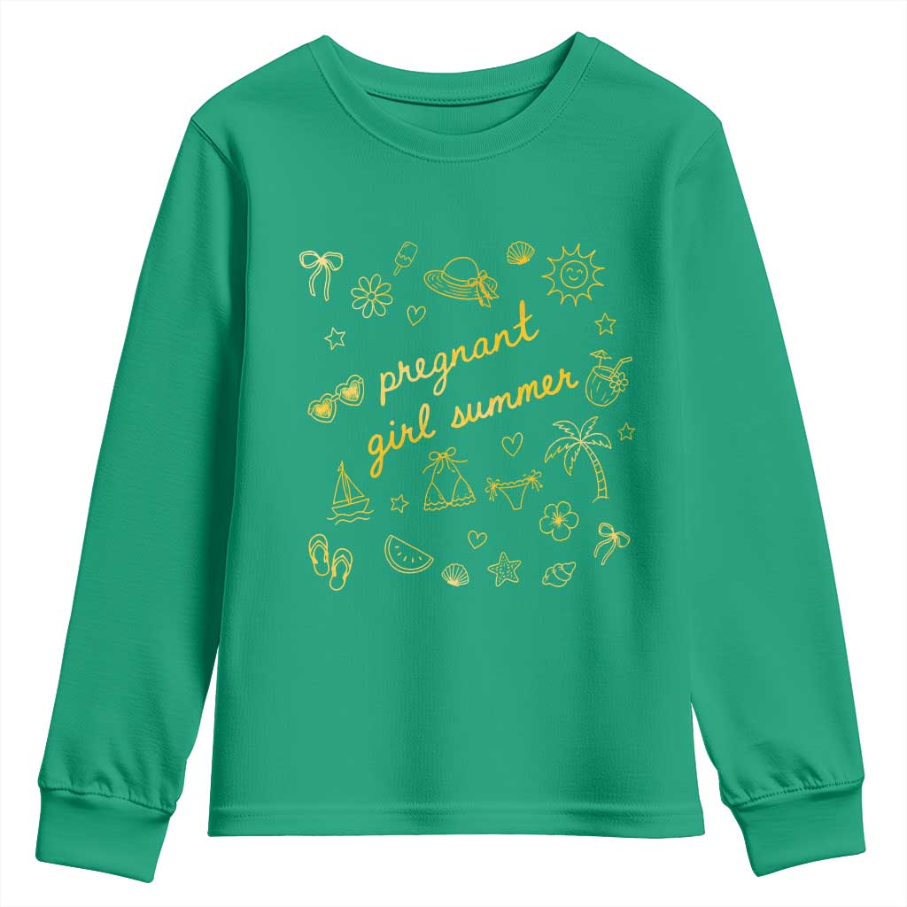 Pregnant Girl Summer Youth Sweatshirt Cute Beach Summer Pregnancy Announcement Baby Shower
