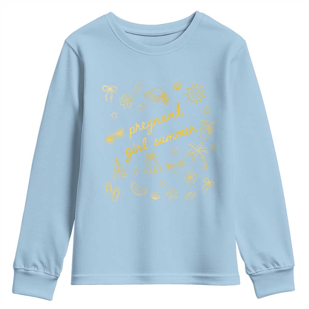 Pregnant Girl Summer Youth Sweatshirt Cute Beach Summer Pregnancy Announcement Baby Shower