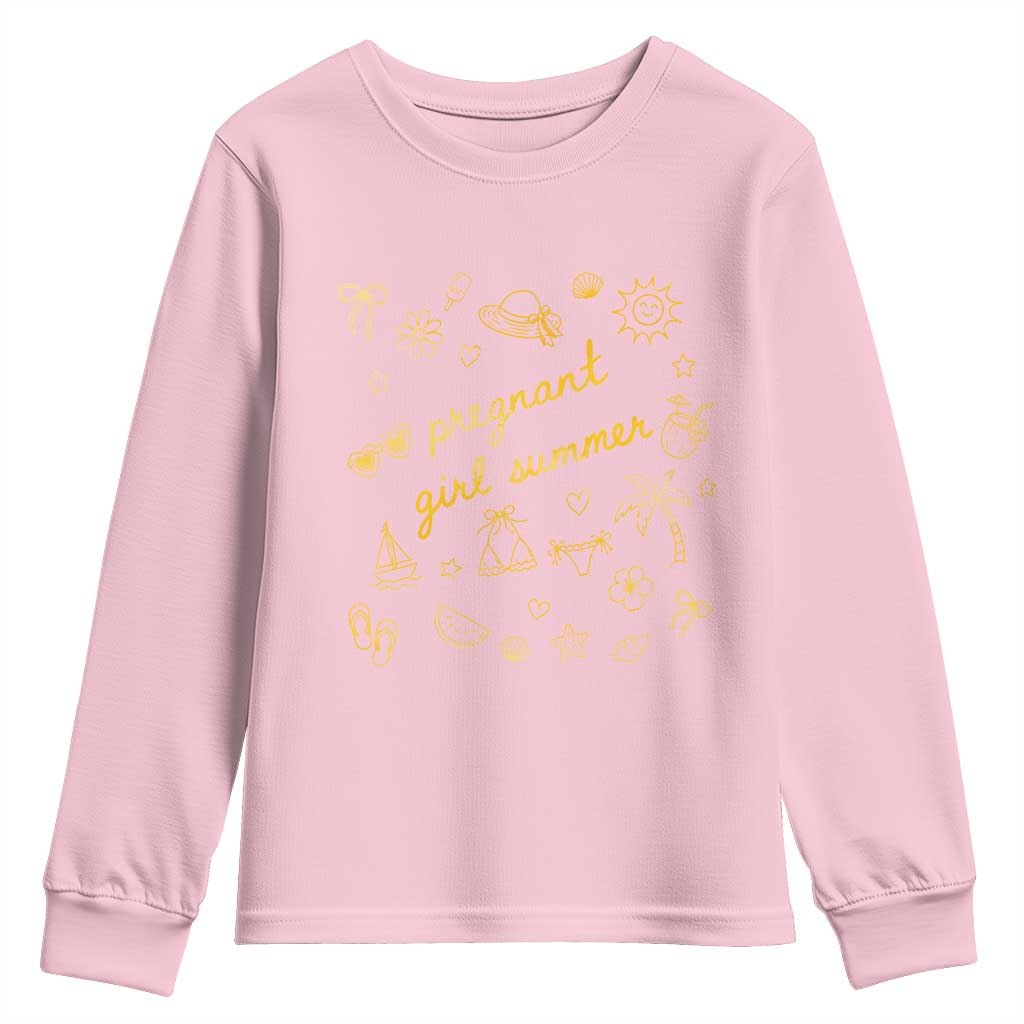 Pregnant Girl Summer Youth Sweatshirt Cute Beach Summer Pregnancy Announcement Baby Shower