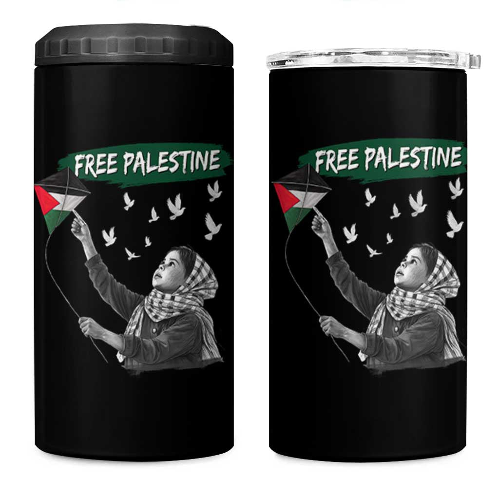 Free Palestine 4 in 1 Can Cooler Tumbler Gaza Palestinian Flag - Wonder Print Shop