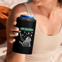 Free Palestine 4 in 1 Can Cooler Tumbler Gaza Palestinian Flag - Wonder Print Shop